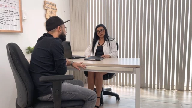 Horny secretary seduces guy at job interview and ends up getting fucked in the office