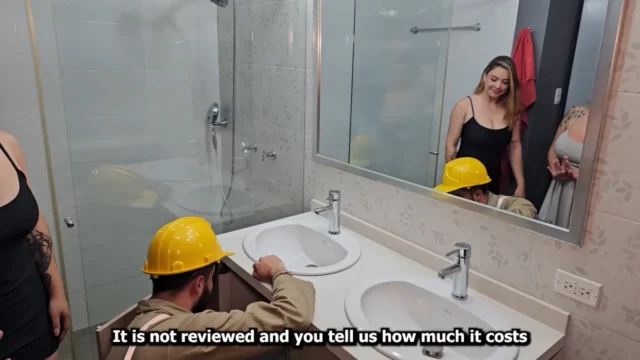 Plumber gives his job to lesbian couple who want to try a cock on their anniversary